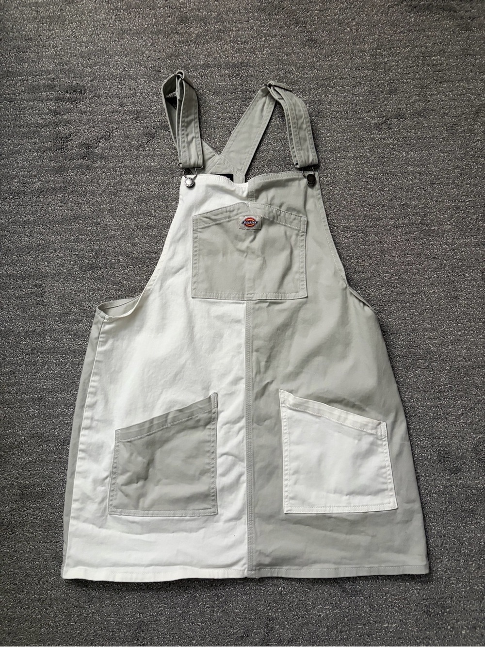 Dickies Two-Tone Light Gray and Off-White Pinafore Dress